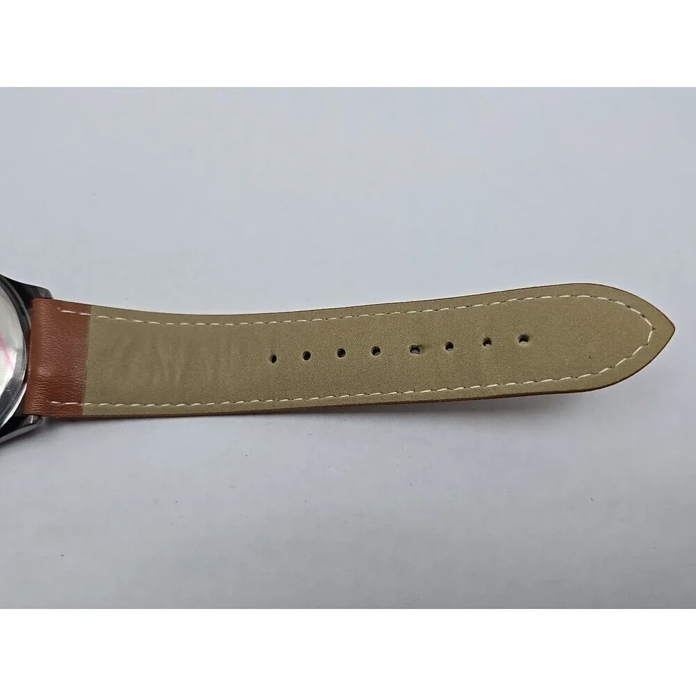 Van Heusen VAN5704RO Mens Black Multi Dial Leather Quartz Watch New Battery